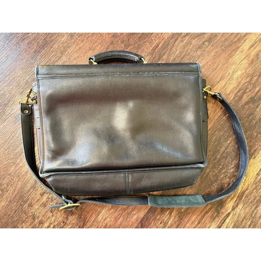 Vintage Leather Briefcase Combination Lock Business Messenger Bag Black